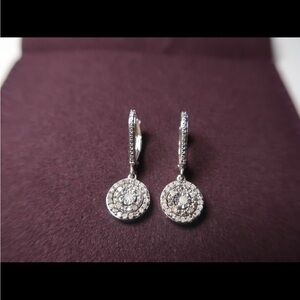 Diamond Circle Leverback Drop Earrings (1/4 ct. tw) in Sterling Silver